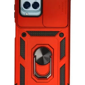 Newface Samsung Galaxy M33 Kılıf Pars Lens Yüzüklü Silikon - Kırmızı