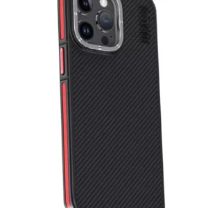 Joko İphone 15 Pro Kılıf Aramid 600d Kevlar Karbon Fiber Magsafe Kapak - Kırmızı
