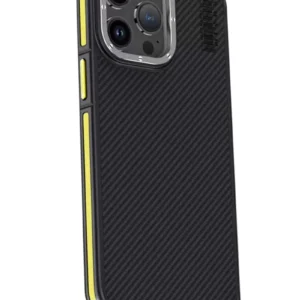 Joko İphone 15 Pro Kılıf Aramid 600d Kevlar Karbon Fiber Magsafe Kapak - Sarı