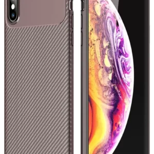 Newface İphone Xs Max Kılıf Auto Focus Karbon Kapak - Kahverengi