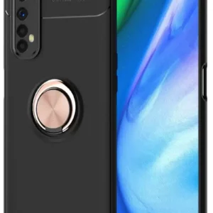 Newface Realme 7 Kılıf Range Yüzüklü Silikon - Siyah-gold