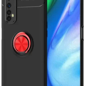 Newface Realme 7 Kılıf Range Yüzüklü Silikon - Siyah-kırmızı