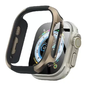 Movenchy Apple Watch Ultra 49mm Mo-wt3 Alüminyum Camlı Kasa Ekran Koruyucu - Gold