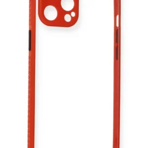 Newface İphone 12 Kılıf Miami Şeffaf Silikon - Kırmızı