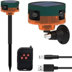 Powermaster Pm-26947 13 Farklı Sesli Hayvan Kovucu Alarm Cihazı Mikrofonlu Solar Panelli