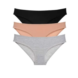 3 adet Süper Eko Set Likralı Kadın Slip Külot Siyah Ten Gri