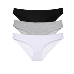 3 adet Süper Eko Set Likralı Kadın Slip Külot Siyah Gri Beyaz