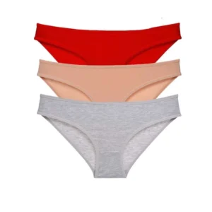 3 adet Eko Set Likralı Kadın Slip Külot Kırmızı Ten Gri