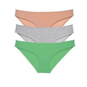 3 adet Eko Set Likralı Kadın Slip Külot Ten Gri Yeşil