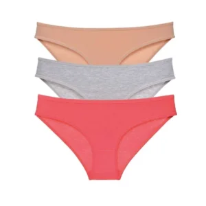 3 adet Süper Eko Set Likralı Kadın Slip Külot Ten Gri Fuşya