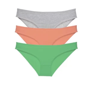 3 adet Süper Eko Set Likralı Kadın Slip Külot Gri Pudra Yeşil