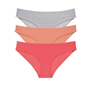 3 adet Süper Eko Set Likralı Kadın Slip Külot Gri Pudra Fuşya