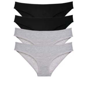 4 adet Süper Eko Set Likralı Kadın Slip Külot Siyah Gri