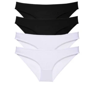 4 adet Eko Set Likralı Kadın Slip Külot Siyah Beyaz