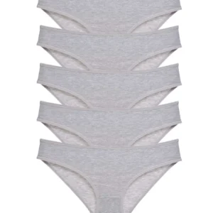 5 adet Süper Eko Set Likralı Kadın Slip Külot Gri