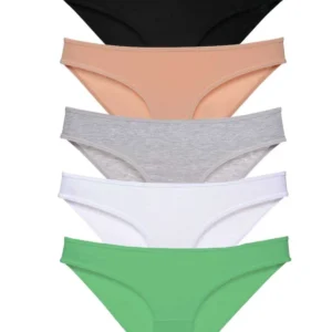 5 adet Süper Eko Set Likralı Kadın Slip Külot Siyah Ten Gri Beyaz Yeşil