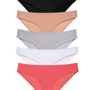 5 adet Süper Eko Set Likralı Kadın Slip Külot Siyah Ten Gri Beyaz Fuşya