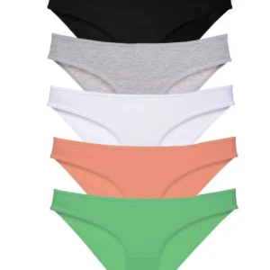 5 adet Süper Eko Set Likralı Kadın Slip Külot Siyah Gri Beyaz Pudra Yeşil