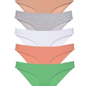 5 adet Süper Eko Set Likralı Kadın Slip Külot Ten Gri Beyaz Pudra Yeşil