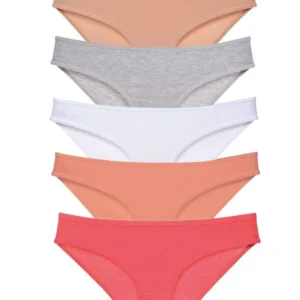 5 adet Süper Eko Set Likralı Kadın Slip Külot Ten Gri Beyaz Pudra Fuşya