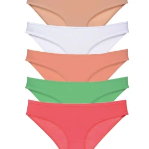 5 adet Süper Eko Set Likralı Kadın Slip Külot Ten Beyaz Pudra Yeşil Fuşya