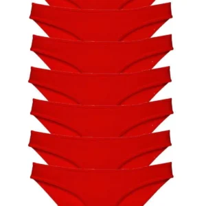 7 adet Süper Eko Set Likralı Kadın Slip Külot Kırmızı