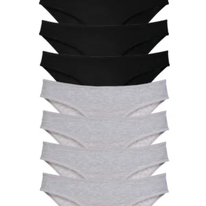 8 adet Süper Eko Set Likralı Kadın Slip Külot Siyah Gri