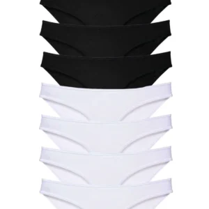 8 adet Süper Eko Set Likralı Kadın Slip Külot Siyah Beyaz