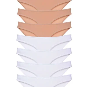 8 adet Süper Eko Set Likralı Kadın Slip Külot Ten Beyaz