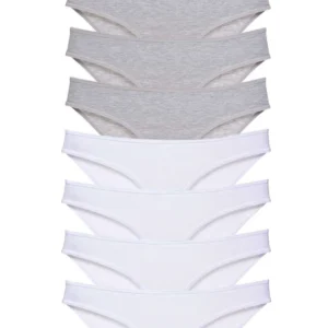 8 adet Süper Eko Set Likralı Kadın Slip Külot Gri Beyaz