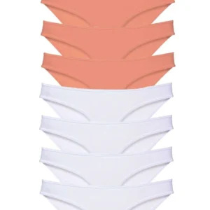 8 adet Eko Set Likralı Kadın Slip Külot Pudra Beyaz