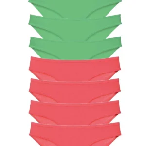 8 adet Eko Set Likralı Kadın Slip Külot Yeşil Fuşya