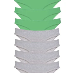 8 adet Süper Eko Set Likralı Kadın Slip Külot Yeşil Gri