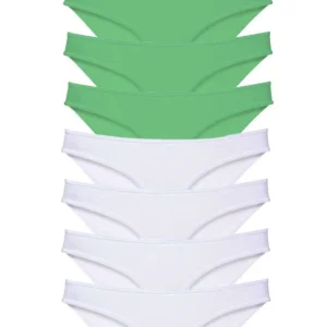 8 adet Eko Set Likralı Kadın Slip Külot Yeşil Beyaz