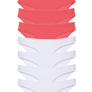 8 adet Eko Set Likralı Kadın Slip Külot Fuşya Beyaz