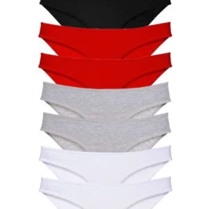 8 adet Süper Eko Set Likralı Kadın Slip Külot Siyah Kırmızı Gri Beyaz