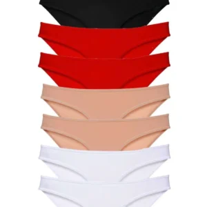 8 adet Süper Eko Set Likralı Kadın Slip Külot Siyah Kırmızı Ten Beyaz
