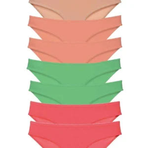 8 adet Süper Eko Set Likralı Kadın Slip Külot Ten Pudra Yeşil Fuşya