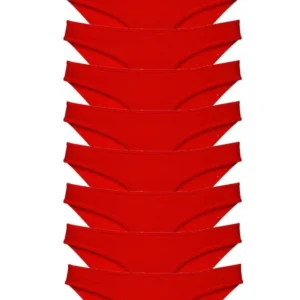 9 adet Süper Eko Set Likralı Kadın Slip Külot Kırmızı