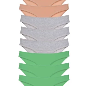 9 adet Süper Eko Set Likralı Kadın Slip Külot Ten Gri Yeşil