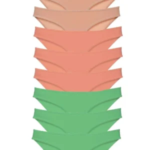 9 adet Süper Eko Set Likralı Kadın Slip Külot Ten Pudra Yeşil