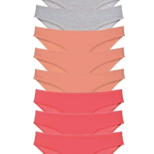 9 adet Süper Eko Set Likralı Kadın Slip Külot Gri Pudra Fuşya