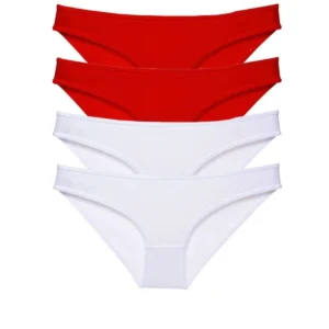 4 adet Süper Eko Set Likralı Kadın Slip Külot Kırmızı Beyaz