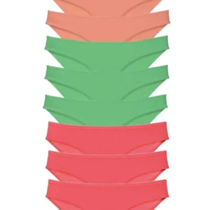 9 adet Süper Eko Set Likralı Kadın Slip Külot Pudra Yeşil Fuşya