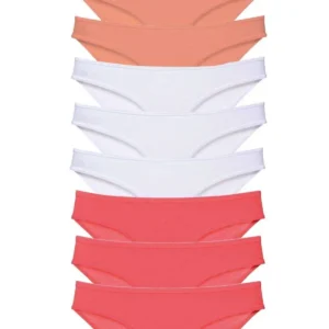 9 adet Süper Eko Set Likralı Kadın Slip Külot Pudra Beyaz Fuşya