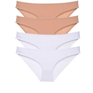 4 adet Süper Eko Set Likralı Kadın Slip Külot Ten Beyaz