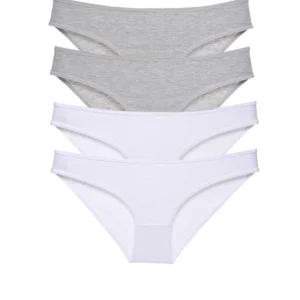 4 adet Süper Eko Set Likralı Kadın Slip Külot Gri Beyaz