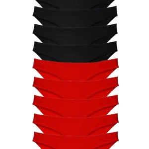 10 adet Süper Eko Set Likralı Kadın Slip Külot Siyah Kırmızı