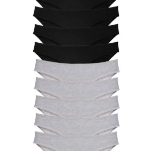 10 adet Süper Eko Set Likralı Kadın Slip Külot Siyah Gri