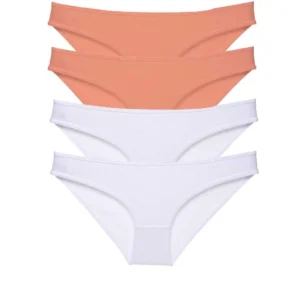 4 adet Eko Set Likralı Kadın Slip Külot Pudra Beyaz